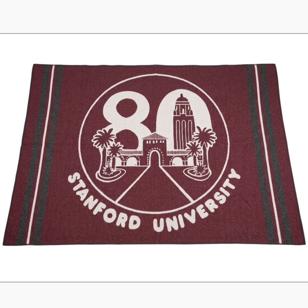 NWT Stanford University Woven Stadium Blanket Throw Cardinal Red Hoover Tower